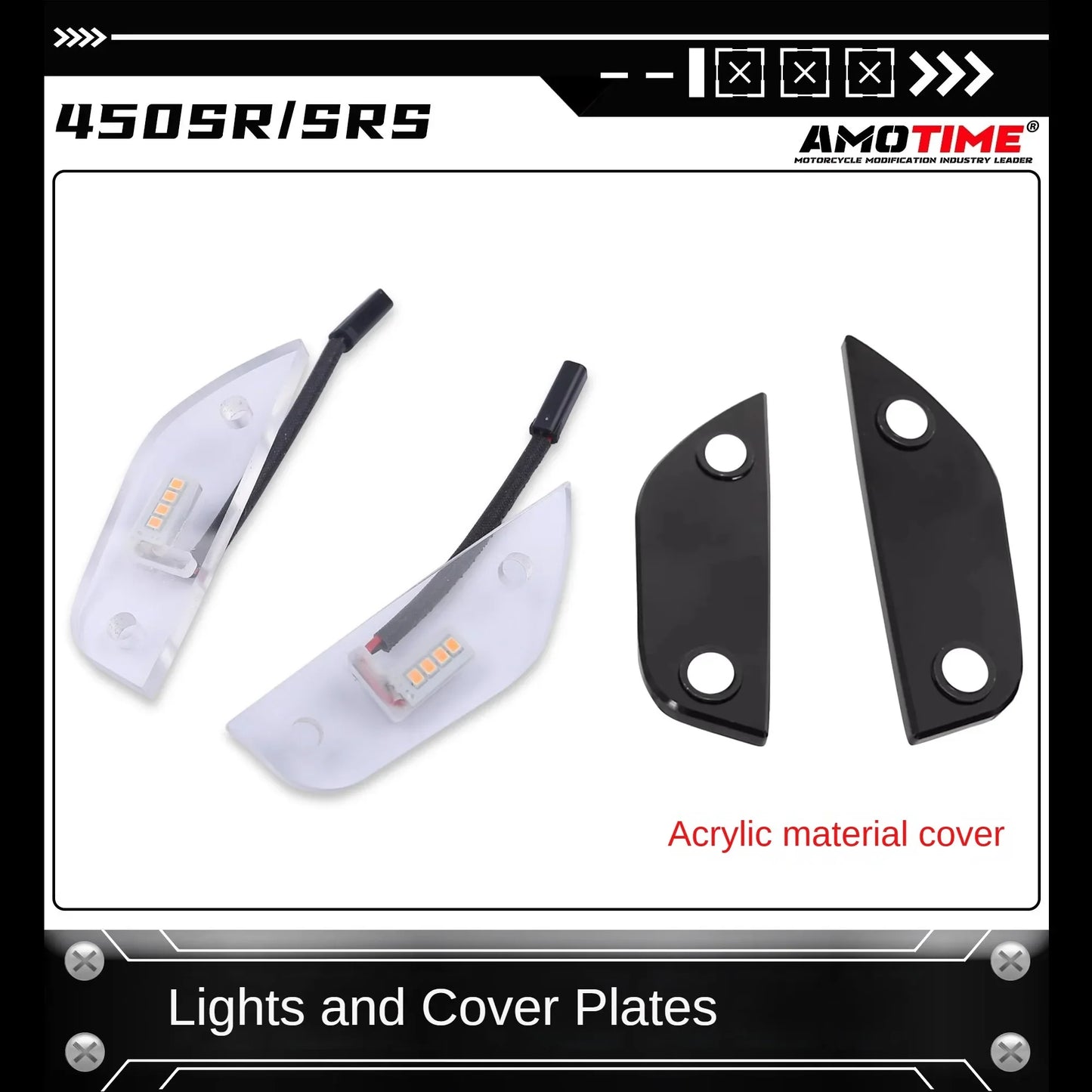 For Cfmoto 450Sr/450Srs 2022 2023 2024 2025 Led Rearview Mirror Cover Cap Light, Waterproof Motorcycle Accessories