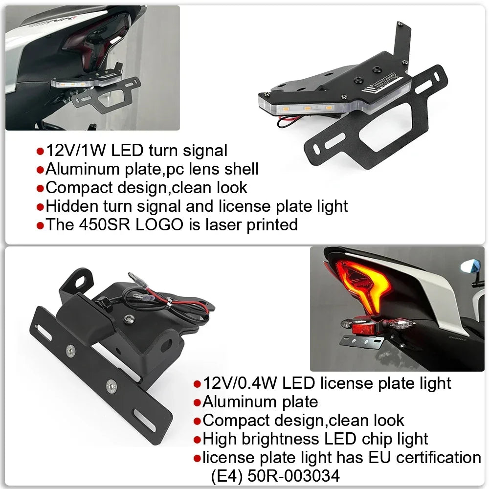 2025 for CFMOTO 450NK 450SR 450SS 450SRS 250SRS 300SR 300SS Tail Tidy Fender Eliminator License Plate Holder with Signal Light