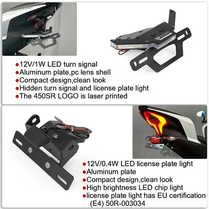 2025 for CFMOTO 450NK 450SR 450SS 450SRS 250SRS 300SR 300SS Tail Tidy Fender Eliminator License Plate Holder with Signal Light