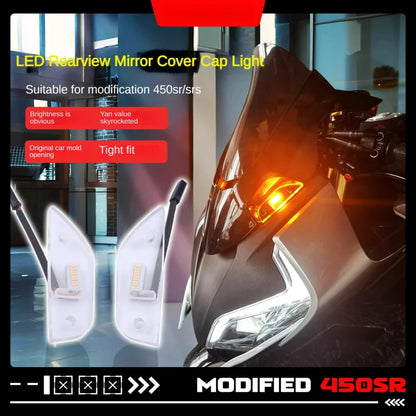 For Cfmoto 450Sr/450Srs 2022 2023 2024 2025 Led Rearview Mirror Cover Cap Light, Waterproof Motorcycle Accessories