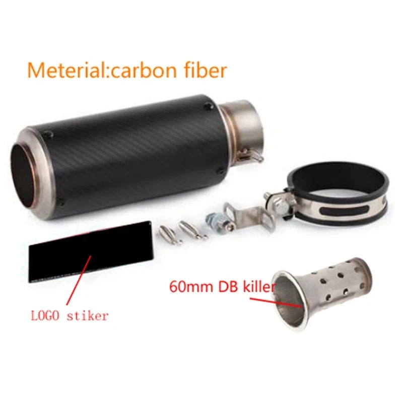 51/60Mm Universal Motorcycle Exhaust Inox Muffler Carbon Fiber Exhaust with DB Killer for Z900 R3 R25 MT07 MT09 R1 Z400 Z650