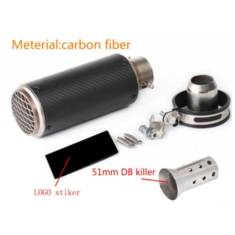 51/60Mm Universal Motorcycle Exhaust Inox Muffler Carbon Fiber Exhaust with DB Killer for Z900 R3 R25 MT07 MT09 R1 Z400 Z650