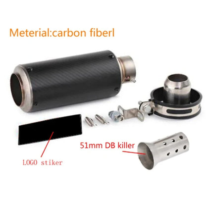 51/60Mm Universal Motorcycle Exhaust Inox Muffler Carbon Fiber Exhaust with DB Killer for Z900 R3 R25 MT07 MT09 R1 Z400 Z650