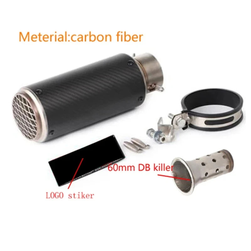 51/60Mm Universal Motorcycle Exhaust Inox Muffler Carbon Fiber Exhaust with DB Killer for Z900 R3 R25 MT07 MT09 R1 Z400 Z650