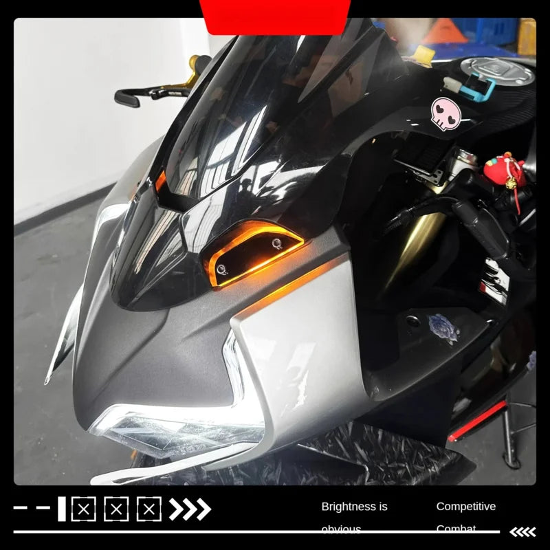 For Cfmoto 450Sr/450Srs 2022 2023 2024 2025 Led Rearview Mirror Cover Cap Light, Waterproof Motorcycle Accessories